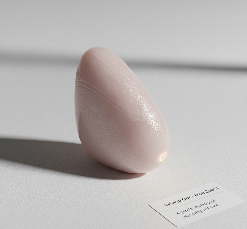 Velvero One in light Soft Pearl finish near skincare items